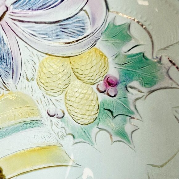 Mikasa Oval Glass Divided Serving Platter "Celebrations" Holiday Bells Japan - Picture 6 of 12